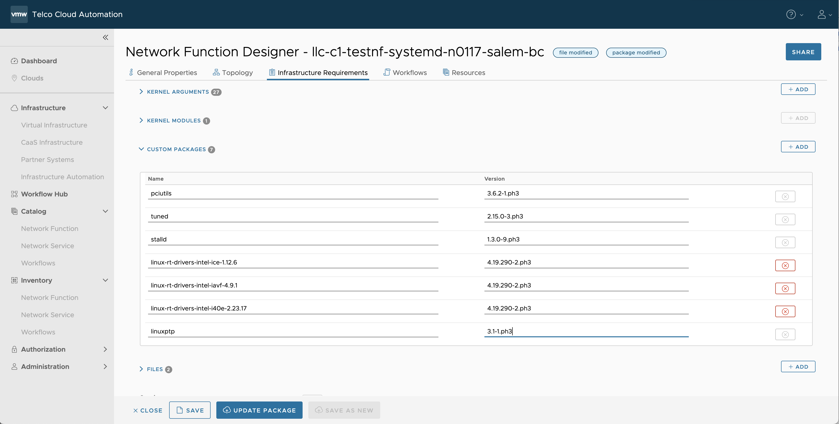 Custom package entry for PTP devices