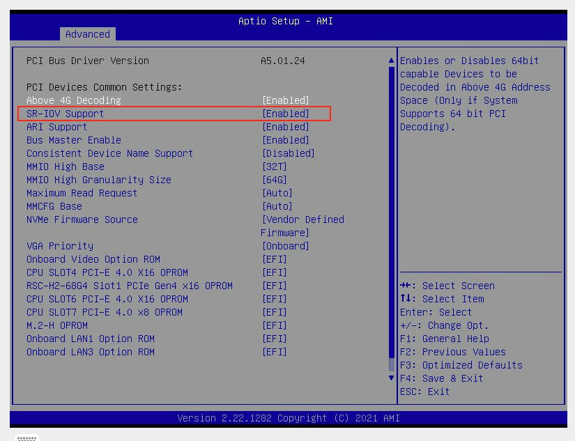 Enable SR-IOV in BIOS of ESXi Host