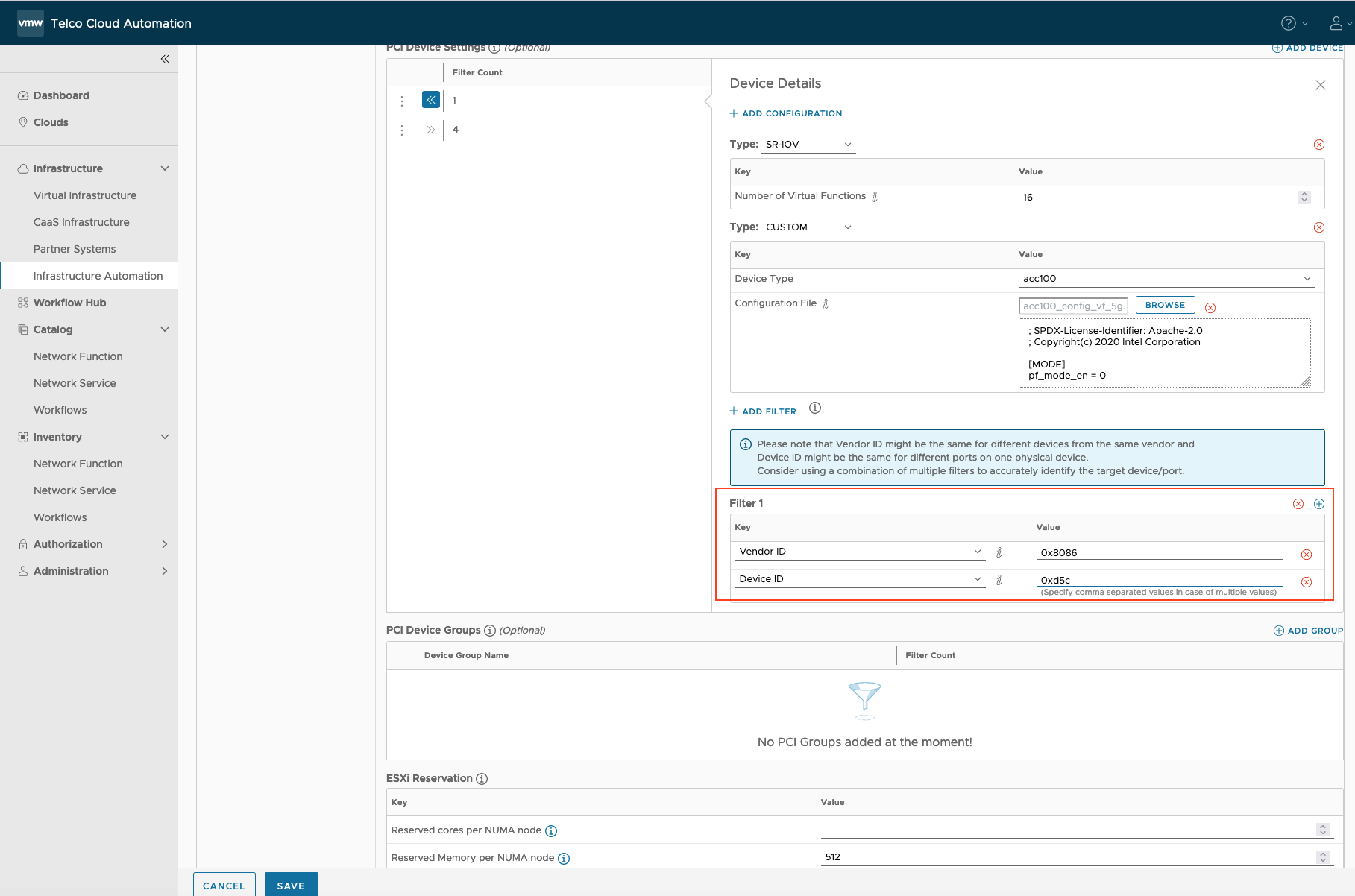 Add PCI Device Details for Custom Type