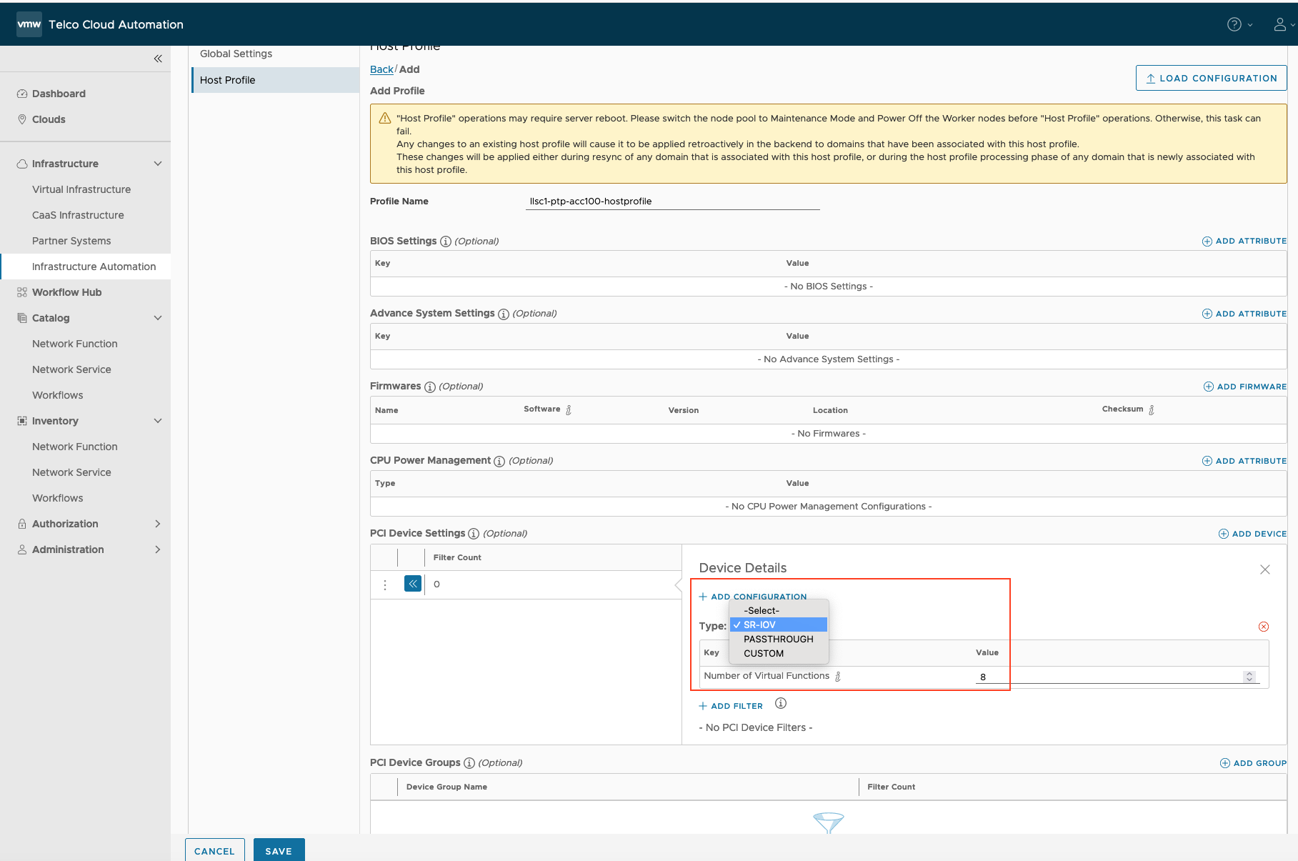 Add a PCI Device of SR-IOV Type