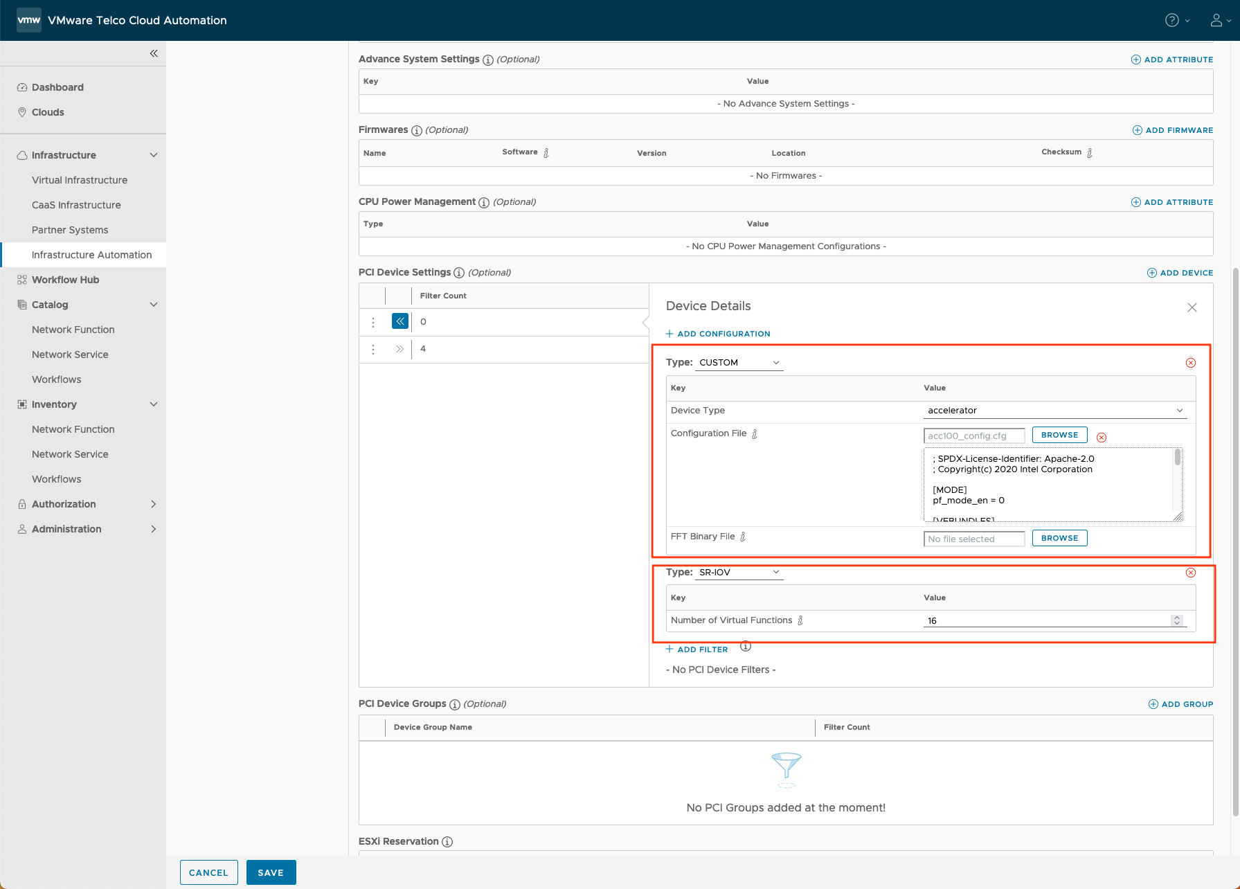 Add a PCI Device of SR-IOV and Custom Accelerator Types