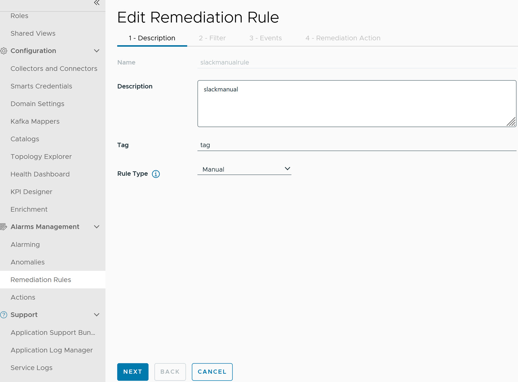 Manual Remediation Rule Edit