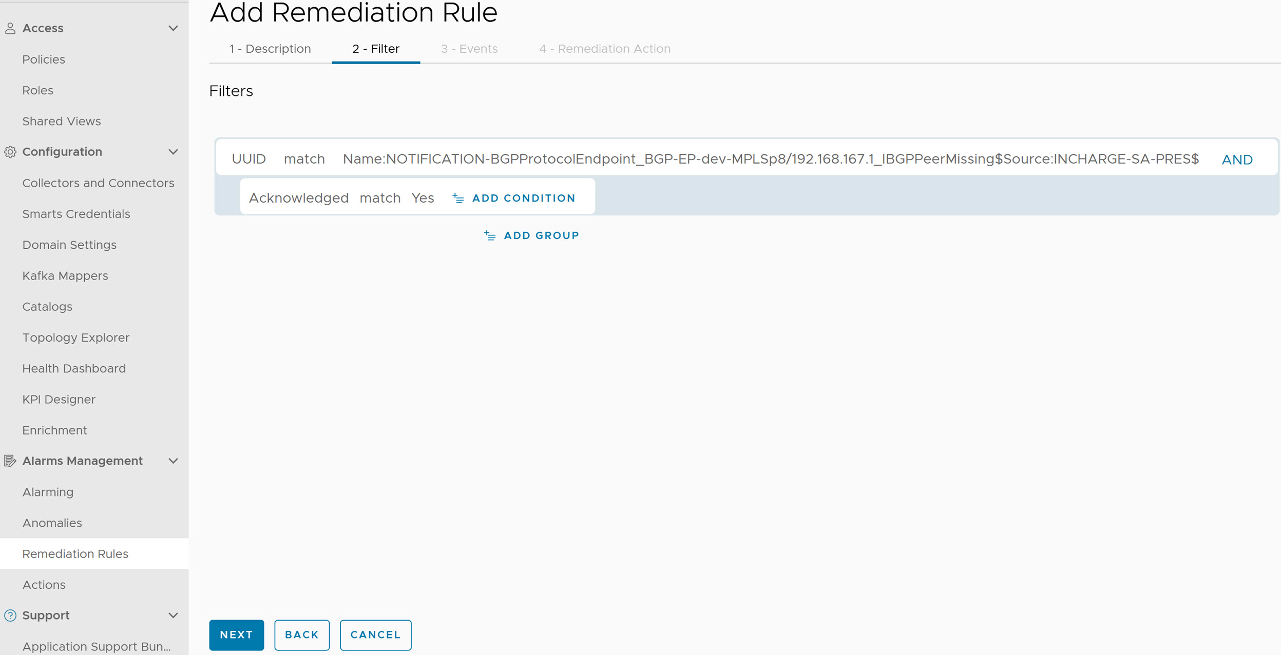 Remediation Rule Filter