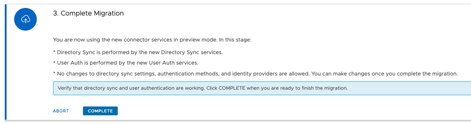 Complete Migration pane