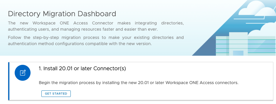 Install New Connectors pane in Directory Migration dashboard