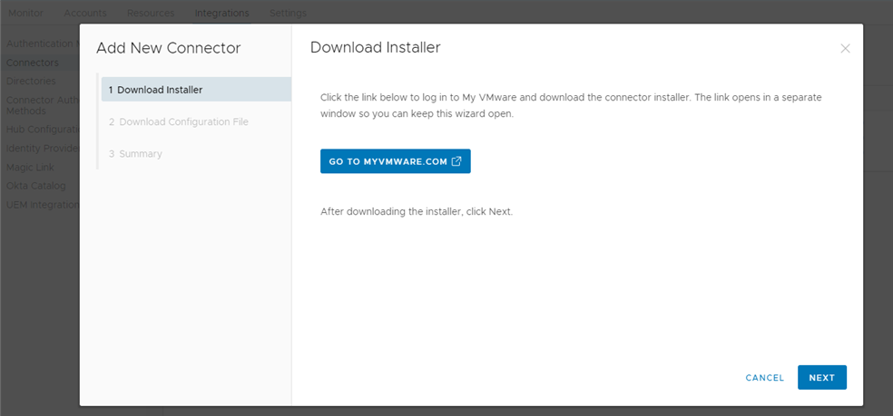The Download Installer page of the Add New Connector Wizard