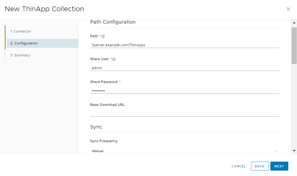 Configuration page