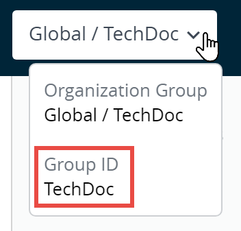 This screenshot shows how the Group ID is revealed when you hover your mouse pointer over the OG Selector.