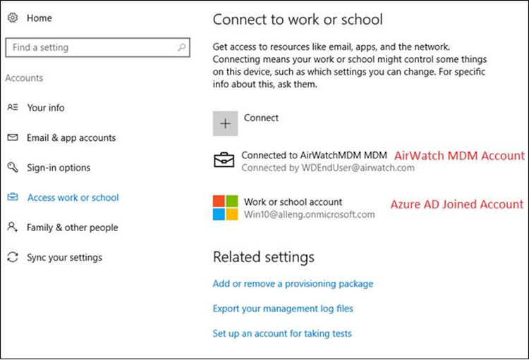 Azure AD and Workspace ONE UEM accounts