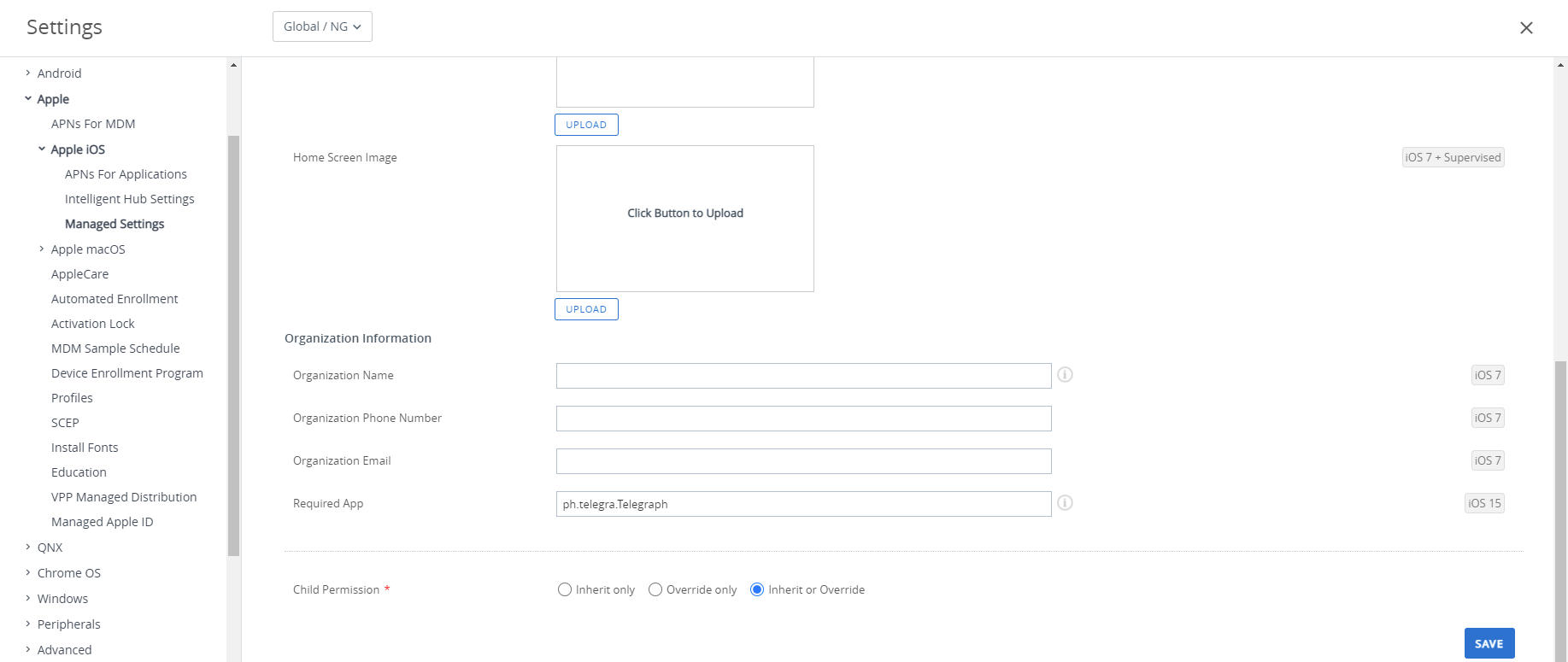 Configure Managed Settings for iOS Devices