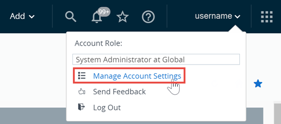 VMware Workspace ONE UEM Manage Account Settings from the account drop down menu.