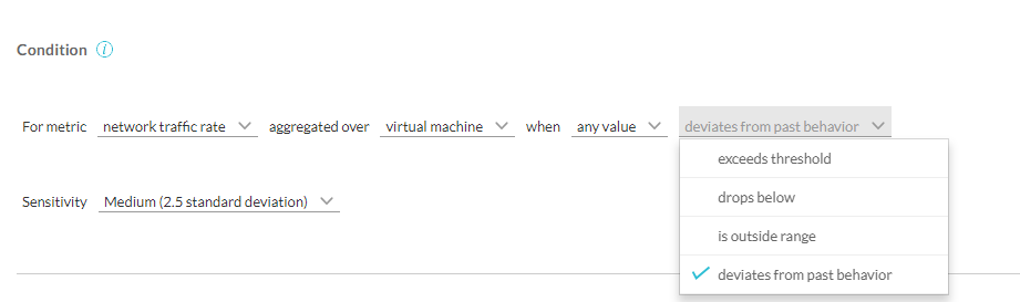 The user interface to configure the dynamic threshold.