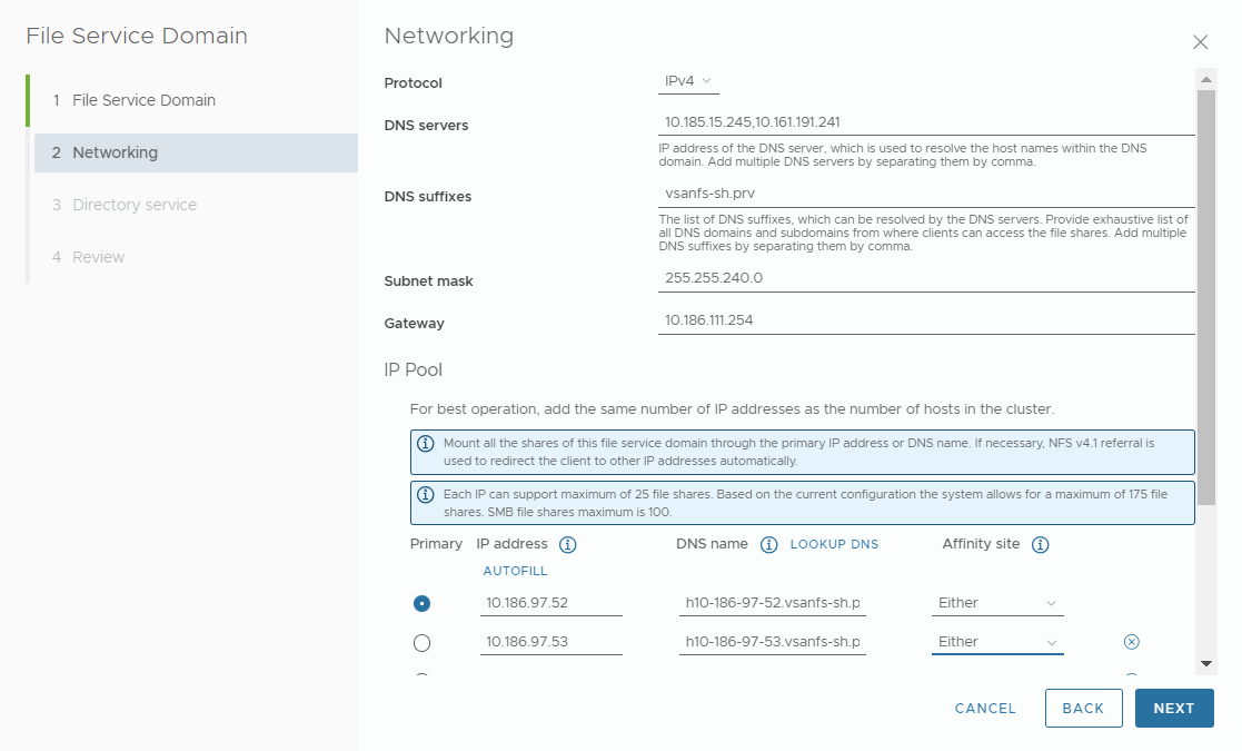 Affinity site option set to Either.