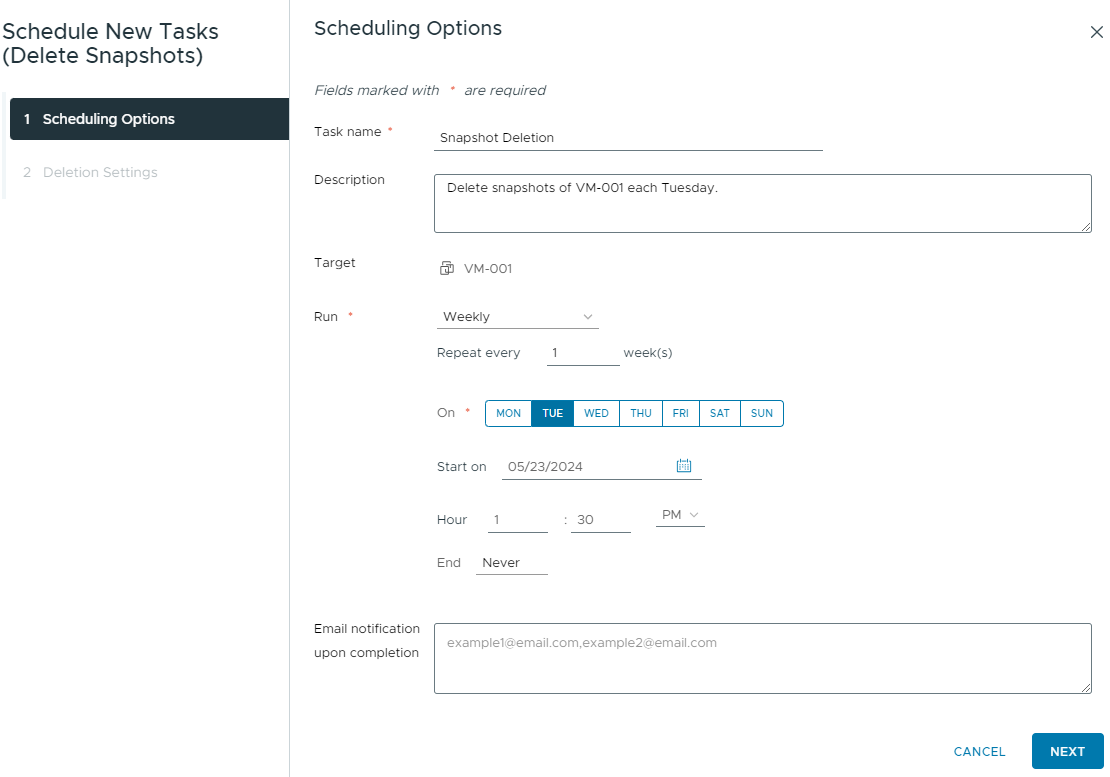 Schedule a Task for Snapshot Deletion