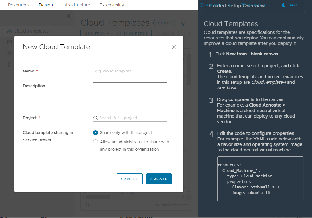 Create a cloud template.