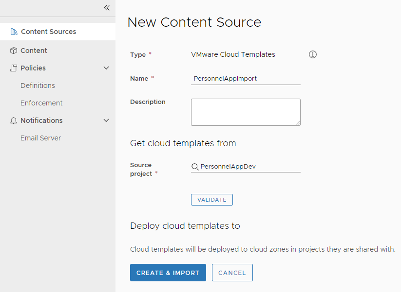 Configure the content source.