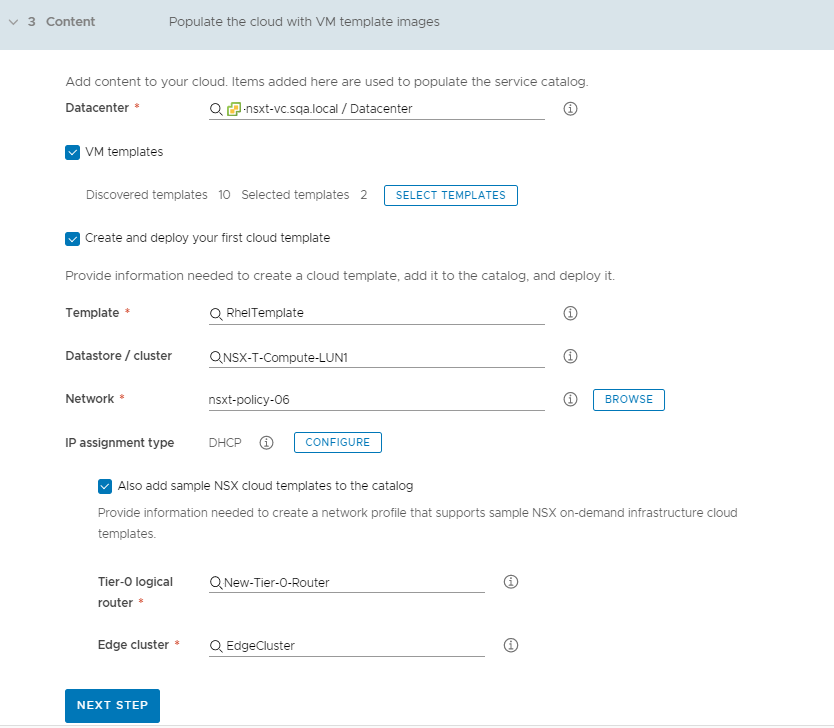 Example of the collected templates from which you can select.