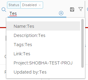To reduce the search results, enter several letters in the Search area, such as Tes, and click one of the options that appear.