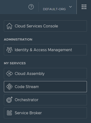 The VMware Cloud services pane opens the Identity and Access Management page and displays users and their roles.