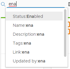 To display the enabled pipelines, in the Search area, enter "ena", and select Status:Enabled.