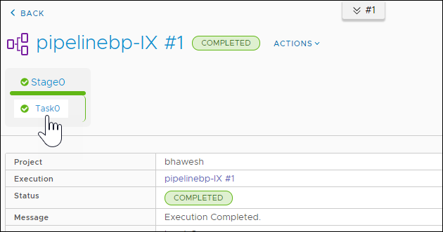 From the pipeline execution, you can click the link to the task and see the details.