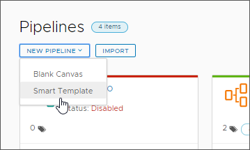 When you create a pipeline, you can use a smart pipeline template.