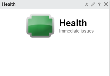 The screenshot of the widget displays a health alert that says immediate issues.