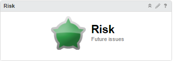 Screenshot of the widget displays a risk alert that says future issues.
