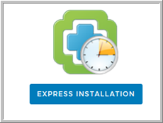 Image displays the the express installation button and its graphical representation in the UI.