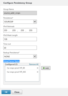 Configure persistency group