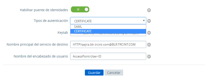 Habilitar la configuración de puente de identidades para certificado a Kerberos