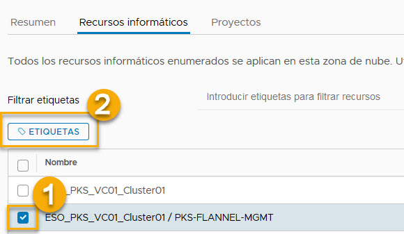 agregue una etiqueta al recurso informático de VMC y a la zona de nube - 1