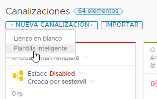 Cuando cree una canalización, puede usar una plantilla de canalización inteligente.