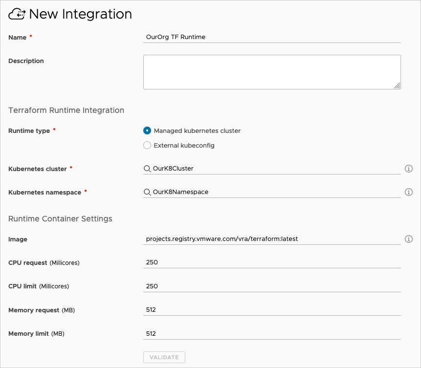 Ejemplo de integración en tiempo de ejecución de Terraform para usuarios con licencia Advanced