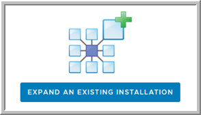 La imagen muestra el botón para expandir una instalación existente y su representación gráfica en la interfaz de usuario.