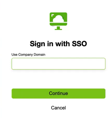 Captura de pantalla de la pantalla Single Sign On (o SSO)