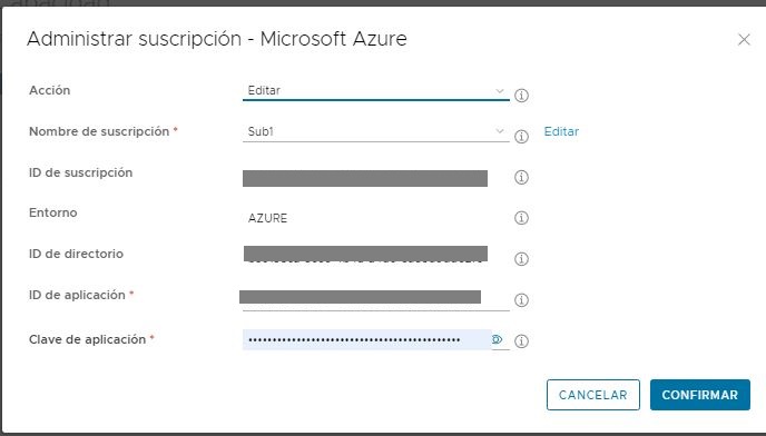 Captura de pantalla de la ventana Administrar suscripción - Microsoft Azure con la acción Editar seleccionada de forma predeterminada y el nombre de la suscripción seleccionada en la que se hizo clic en este paso del procedimiento.
