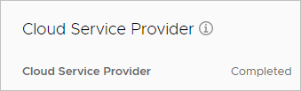 Captura de pantalla de la sección Proveedor de servicios en la nube de la página Configuración general que muestra el estado Completado.