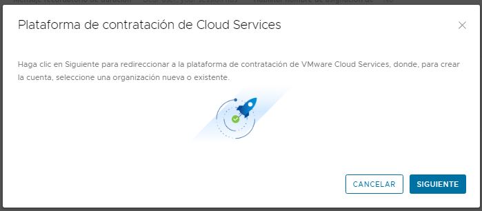 Captura de pantalla que muestra la siguiente casilla de interfaz de usuario de la plataforma de contratación de Cloud Service con un icono de envío en cohete y el botón Siguiente para continuar con el proceso.