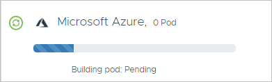 Horizon Cloud on Microsoft Azure: captura de pantalla de la fase Construyendo pod: pendiente.
