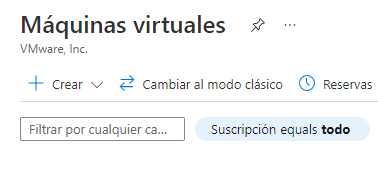 Captura de pantalla que muestra la parte superior izquierda del panel Máquinas virtuales del portal de Azure.