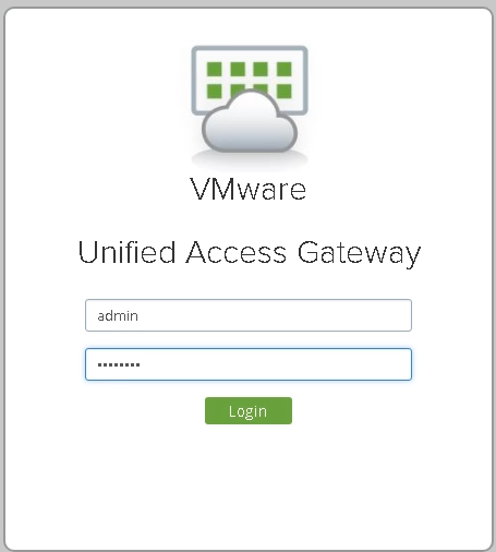 Pantalla de inicio de sesión de Unified Access Gateway