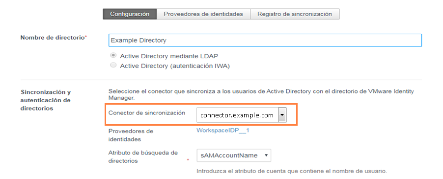 Página de configuración del directorio