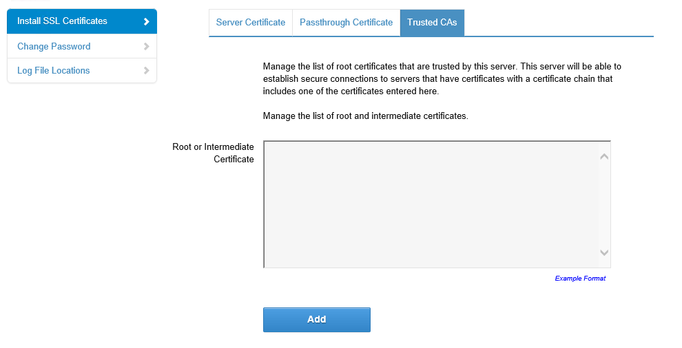 agregar el certificado del equilibrador de carga