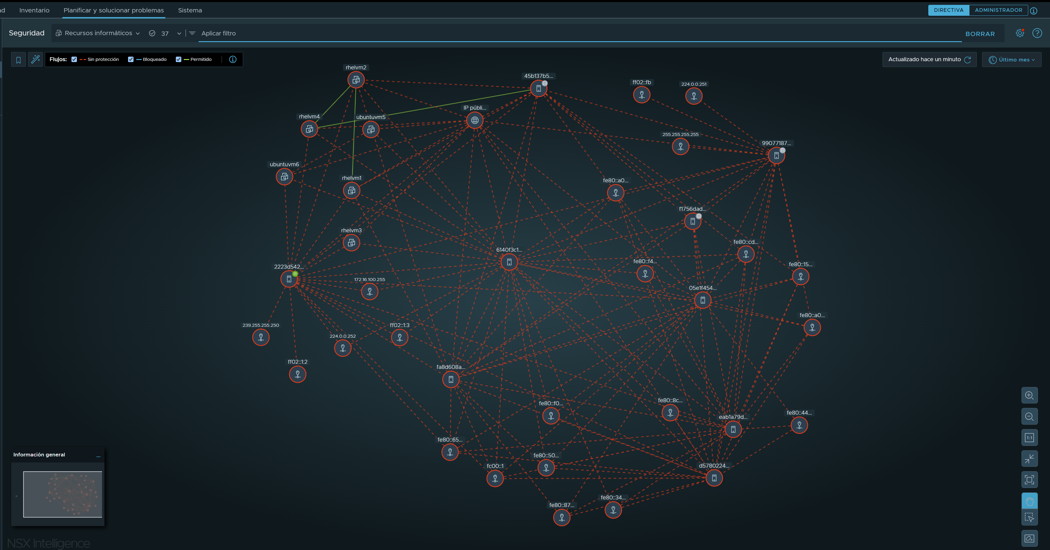 Captura de pantalla de la interfaz de usuario Planificar y solucionar problemas > Detectar y realizar acción con una muestra de la vista Recursos informáticos.