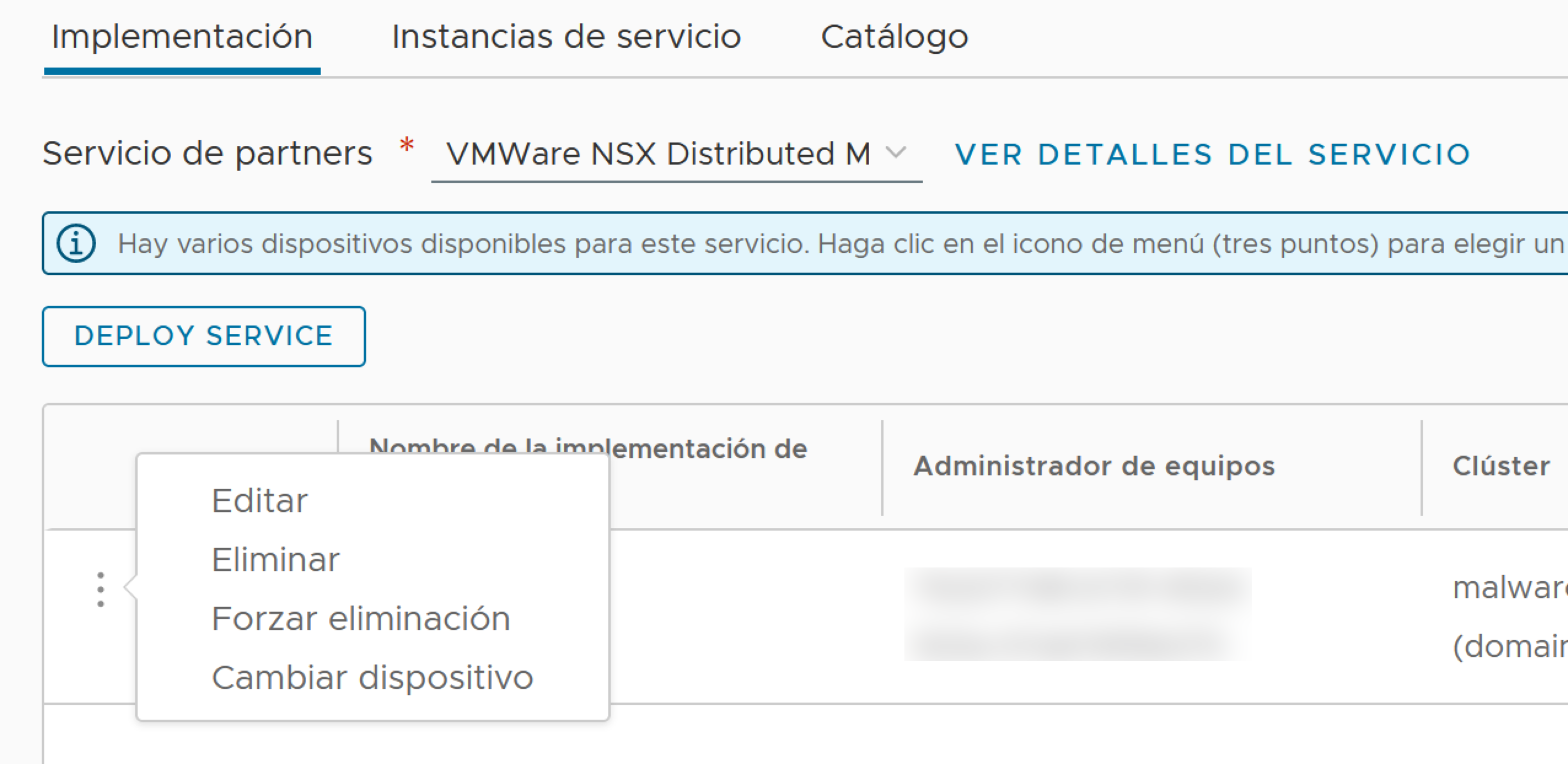 Para implementar un nuevo formato, utilice la opción Cambiar dispositivo.