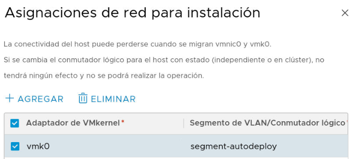 Asigne adaptadores de VMkernel a segmentos de VLAN (también conocidos como conmutadores lógicos).