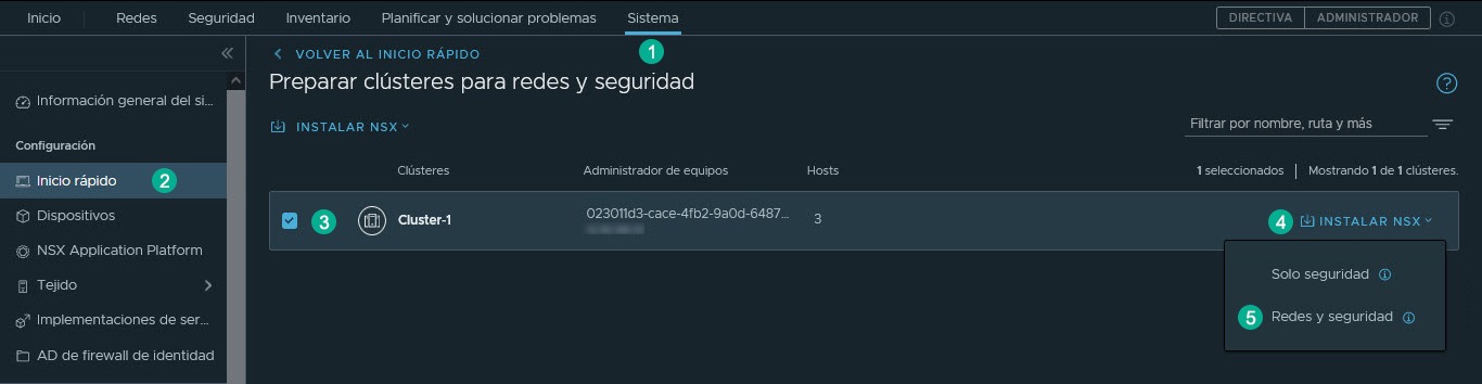 Instalación de Inicio rápido para Redes y seguridad (basada en VLAN)