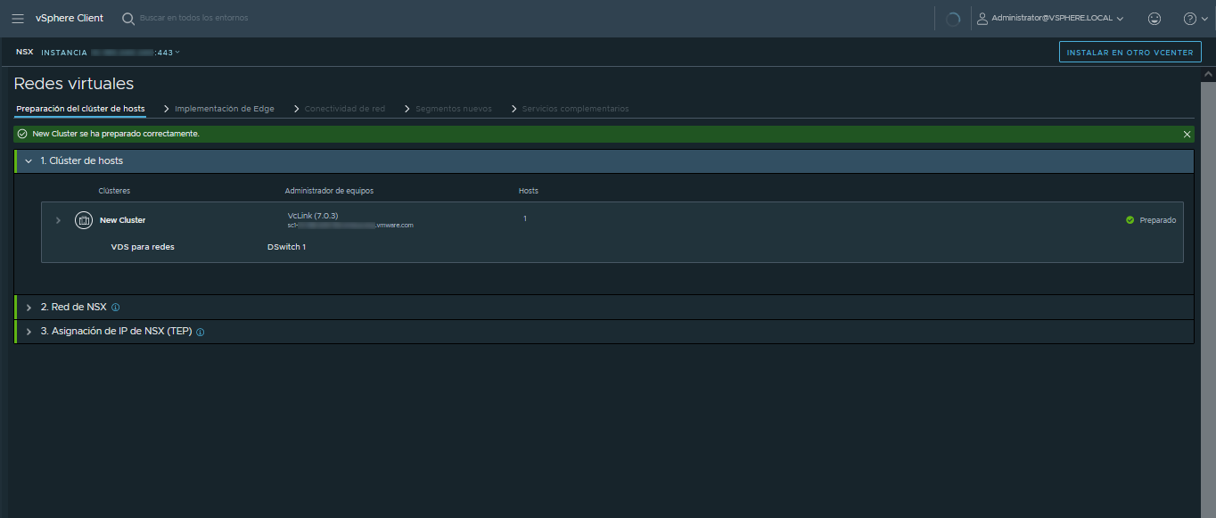 Prepare un clúster para instalar NSX.