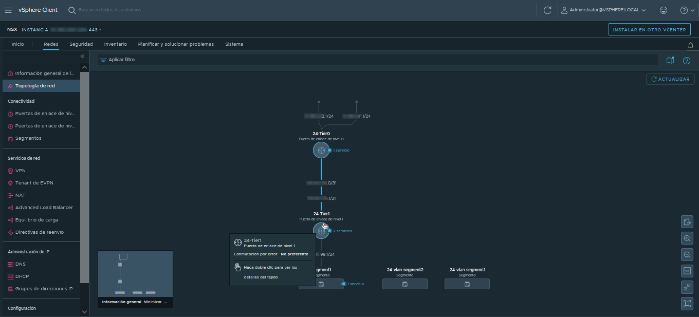 View la topología de NSX.